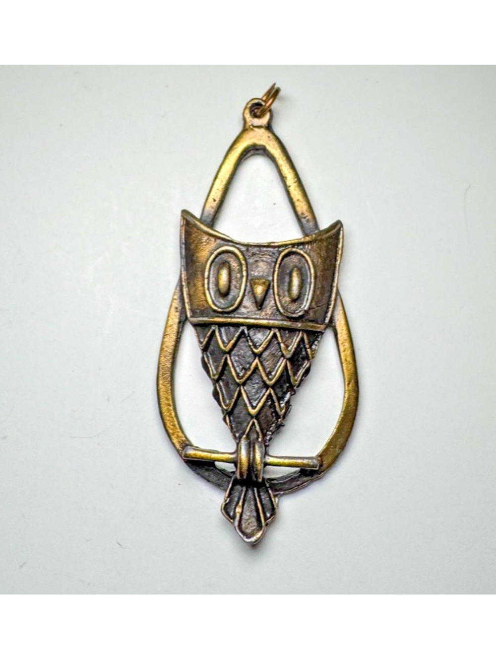 Vintage Bronze Tone Owl Pendant Charm Large Openwork Owl Necklace Pendant